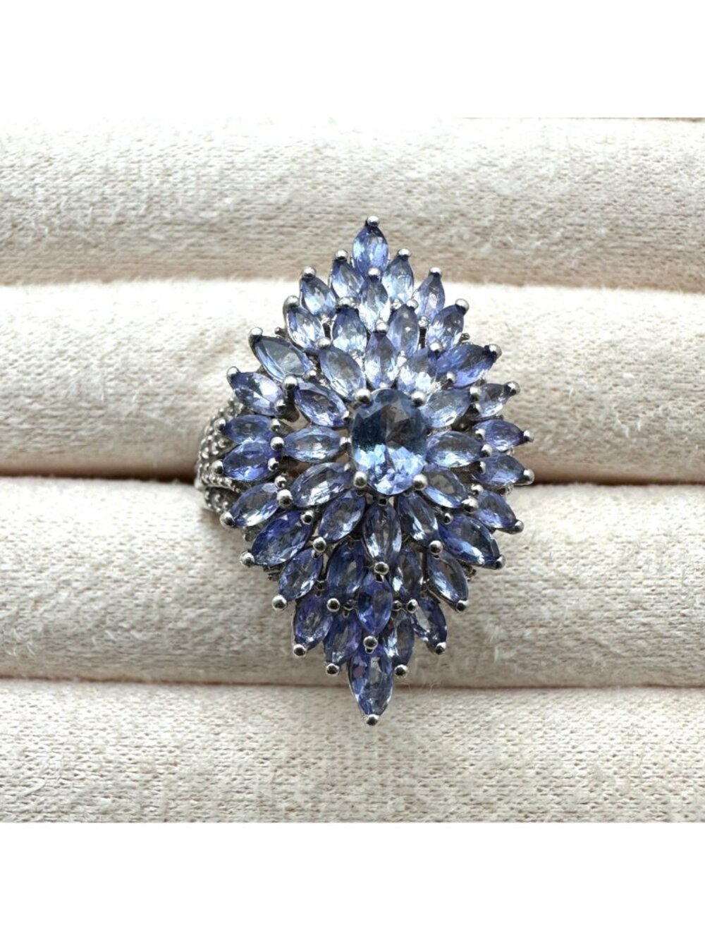 Chuck Clemency Sterling Silver Ring Amethyst Cluster Statement Jewelry Size 8 - Picture 5 of 6